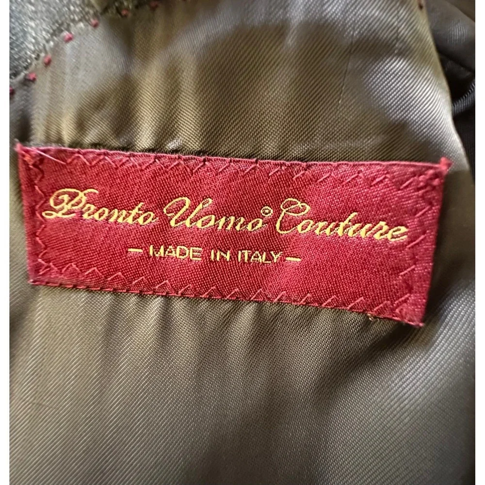 Pronto Uomo Couture Blazer Grey Pinstripe Lessona Super 100s Wool Italy 38 Short